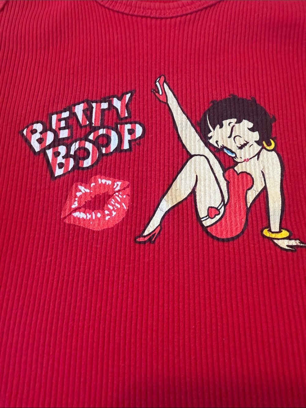 Y2K Baby tank- Betty Boop Red Ribbed Tank Top with Graphic